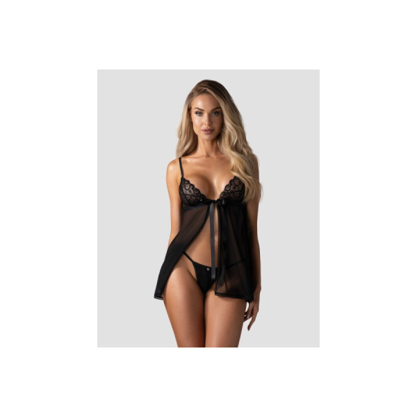 Blomentis babydoll et String - Noire